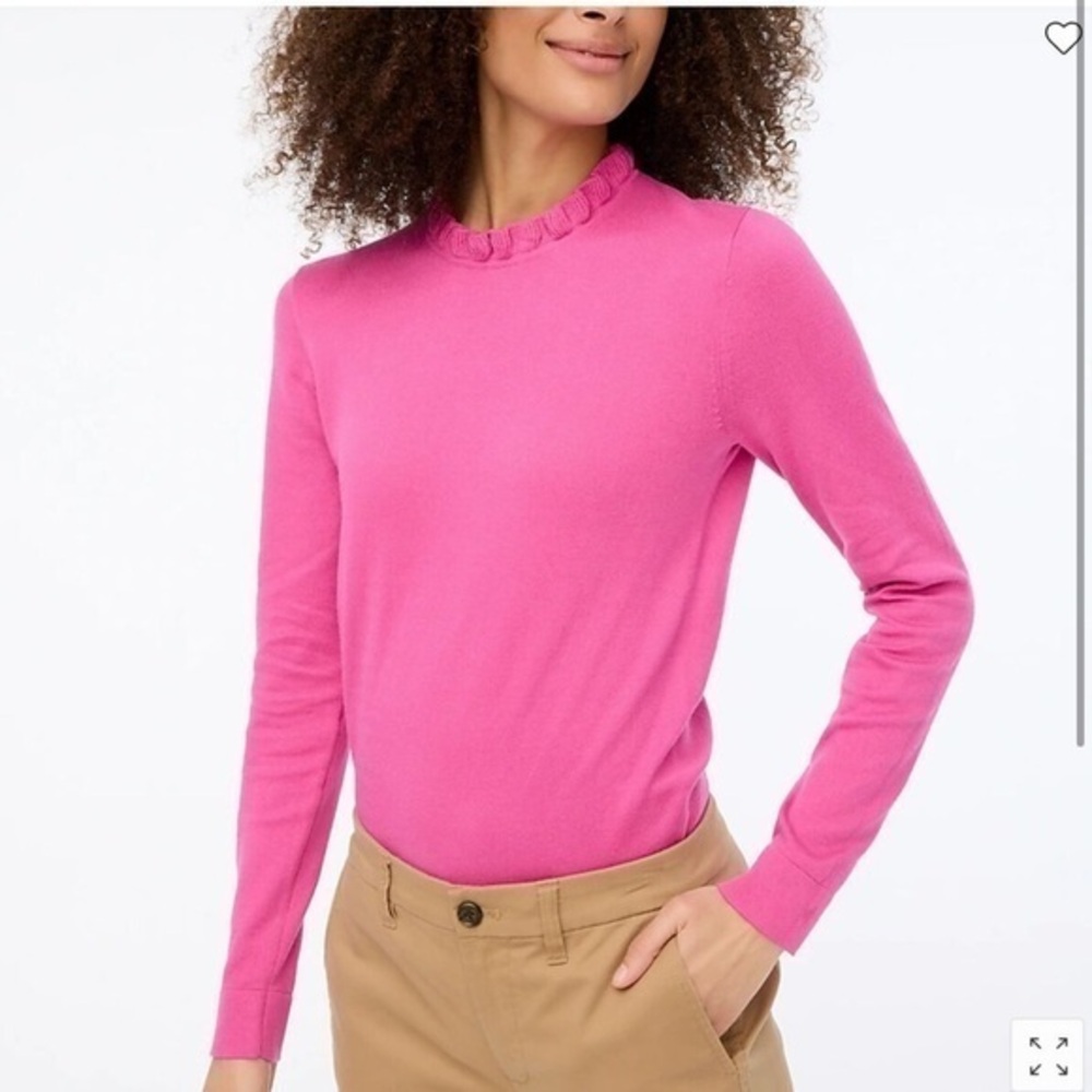 J.Crew Women's Long Sleeve Pink Ruffleneck Sweater size M